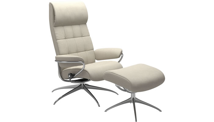 Stressless London High Back Recliner in Silva Light Beige